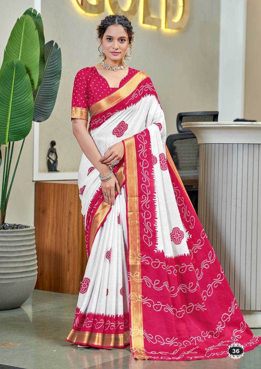 Bandhani Printed Cotton Sarees - MYLUXURY LANE ENTERPRISE